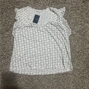 Lucky Brand White and Black Patterned Blouse